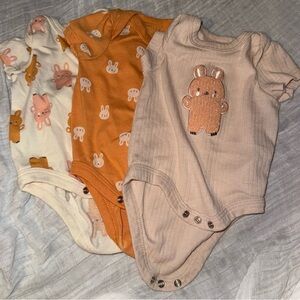 Cute Bunny Print Kids Bodysuit Trio